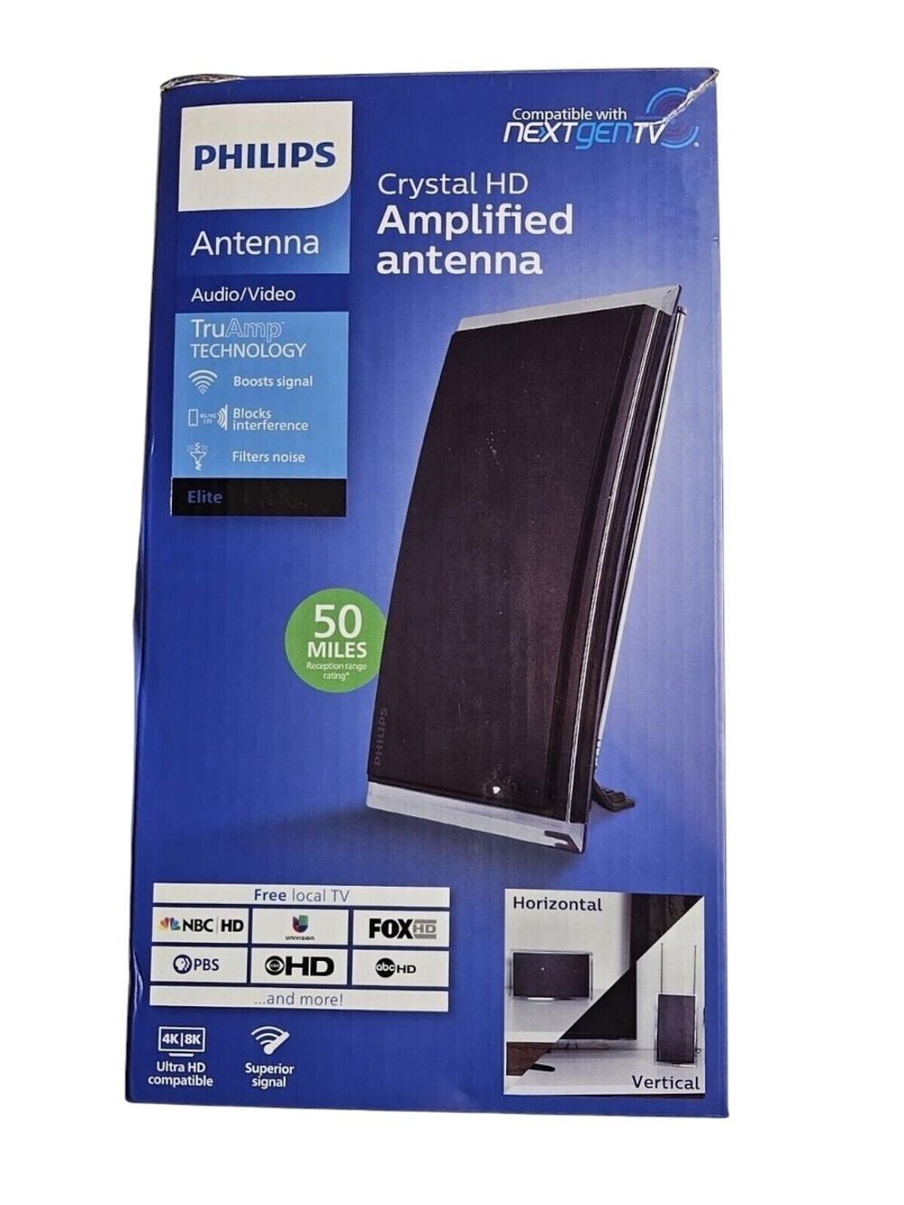 Philips Crystal HD Amplified Indoor Antenna in Black and Silver